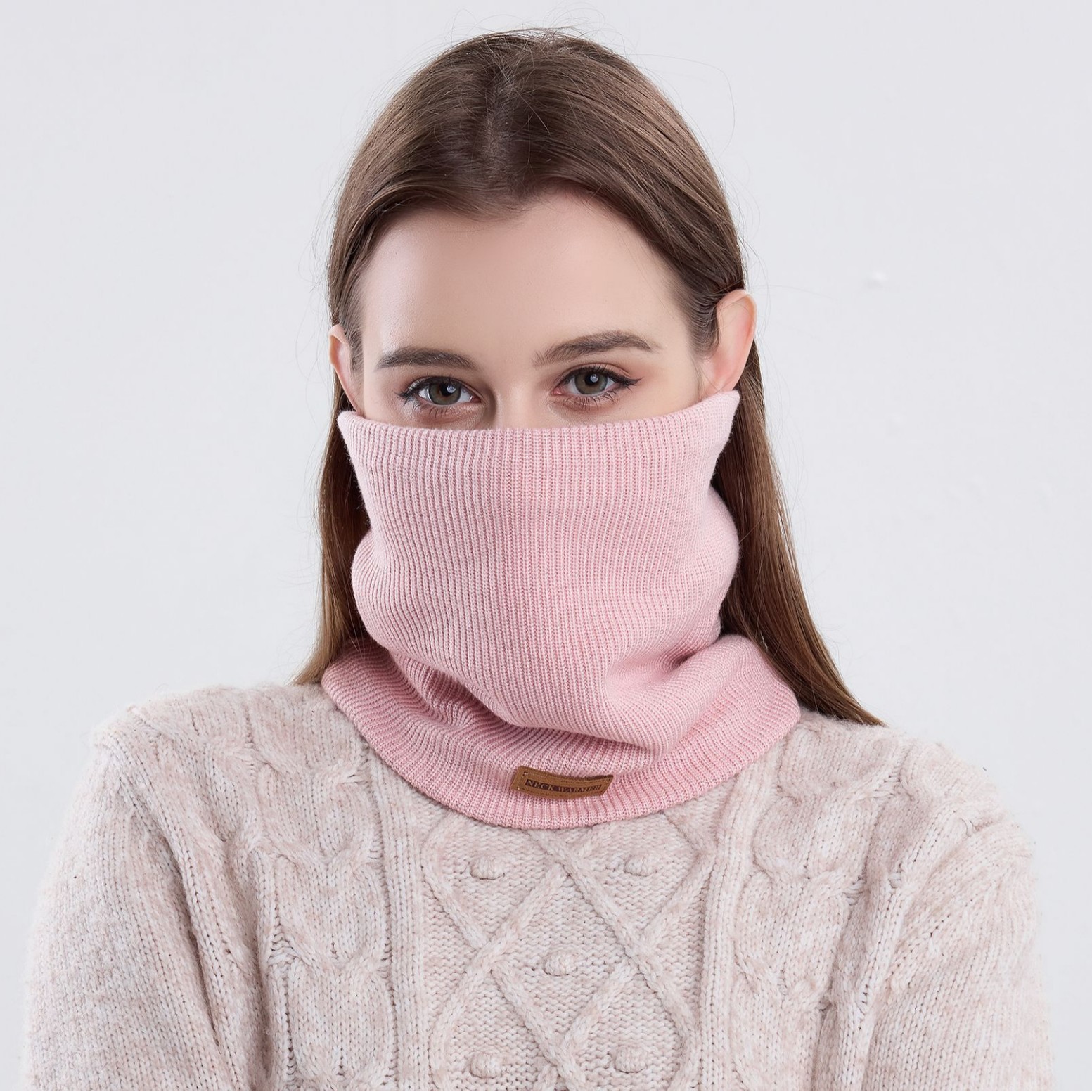 Neck Gaiter Fleece - وشاح رقبة مبطن بالصوف بلون موحد،