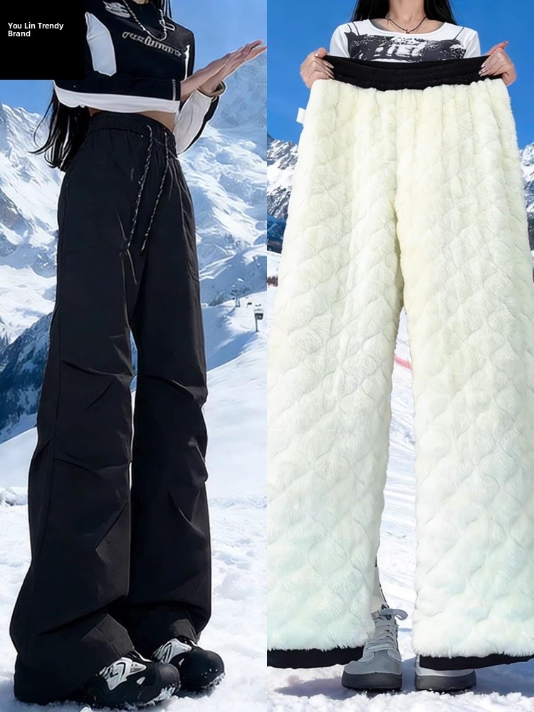 Ski Pants Waterproof - بنطلون قطني أسود دافئ ومقاوم للماء
