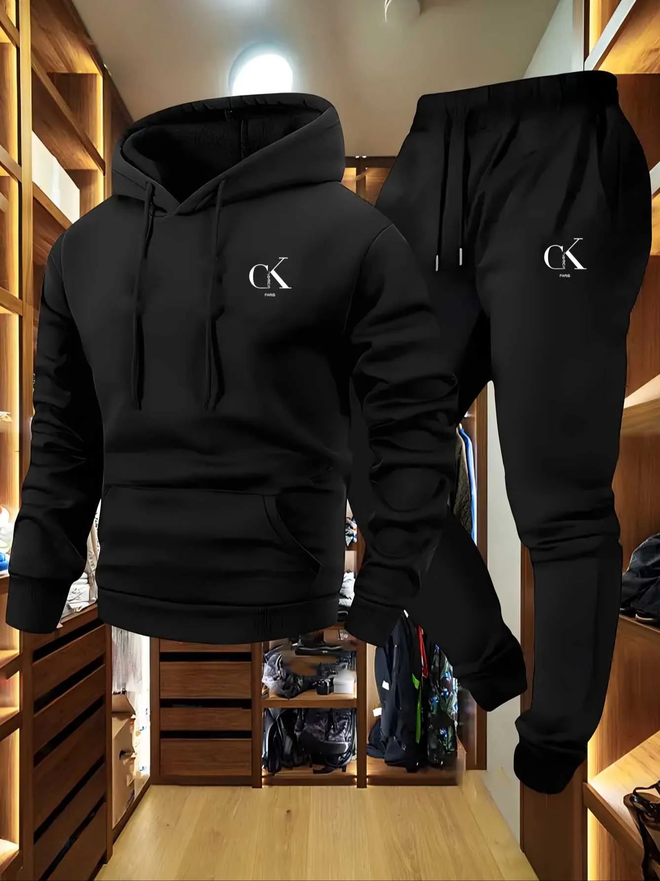 Fleece Hoodie Lined - طقم هودي فاخر كبير الحجم للخريف