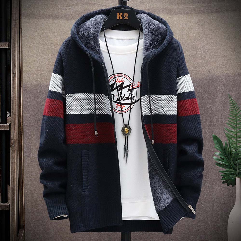 الرجال سترة مقلمة معطف سميكة ا - مراجعة Fleece Hoodie Lined وسعره