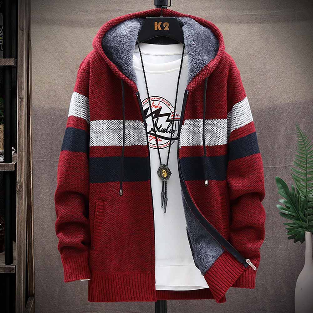 الرجال سترة مقلمة معطف سميكة ا - مراجعة Fleece Hoodie Lined وسعره