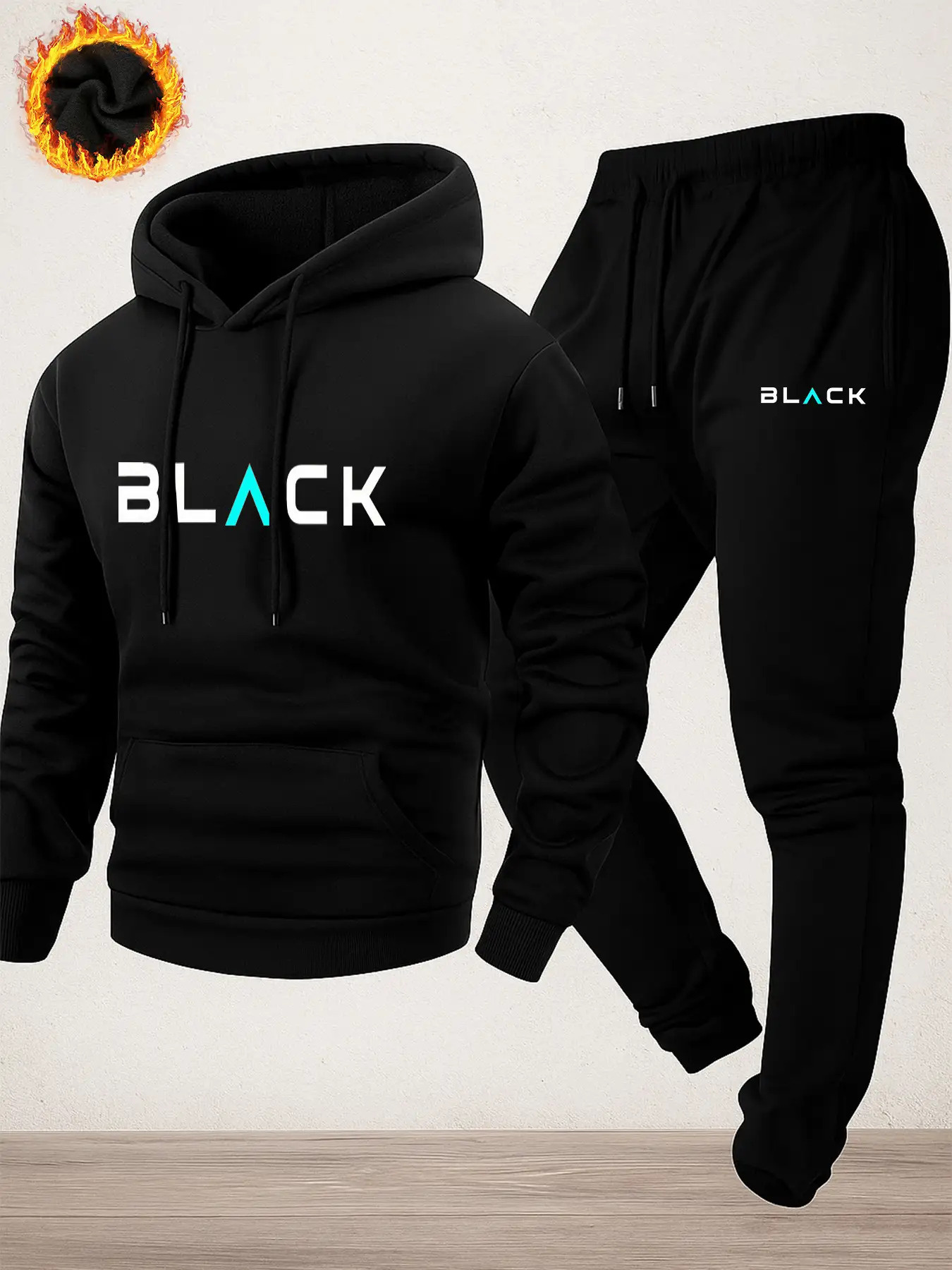 بدلة رياضية رجالية للخريف والش - مراجعة Fleece Hoodie Lined وسعره