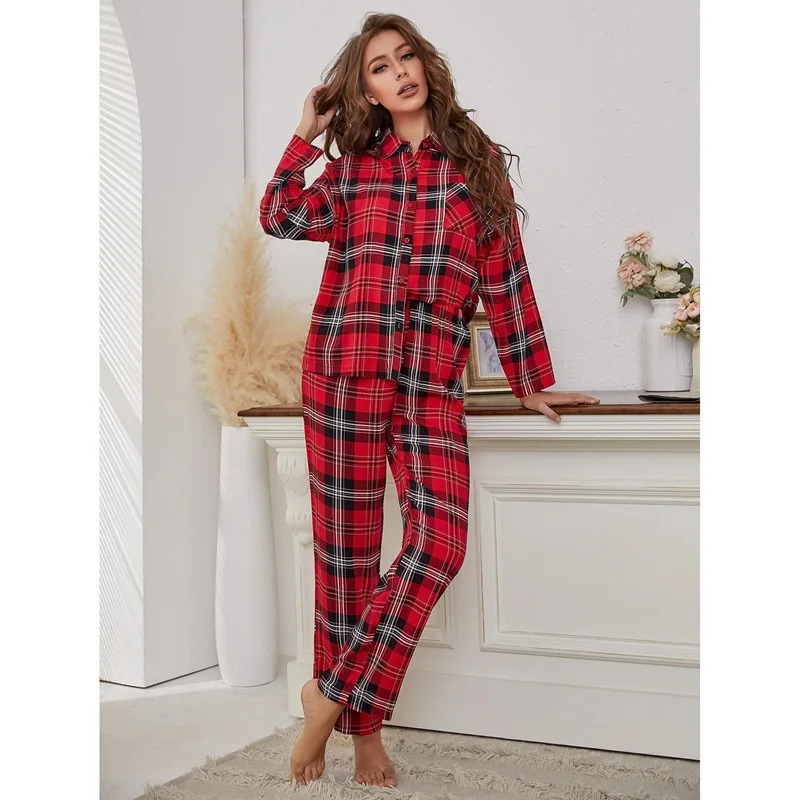 بيجامة حمراء منقوشة بأكمام طوي - مراجعة Winter Clothing Youtube وسعره